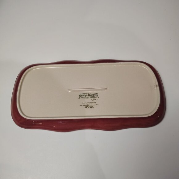 Temp-tations by Tara Floral Lace Red Cranberry Stoneware Sandwich Dish Replaceme - Picture 2 of 8